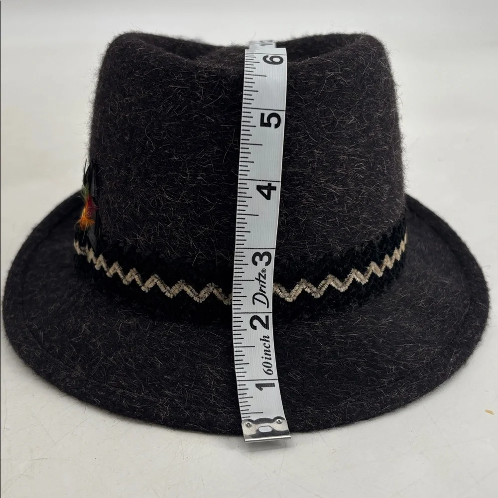 Vintage 60s Hipster Streetwear Gladiator Feathers Merino Wool Fur Fedora Hat - Picture 15 of 16
